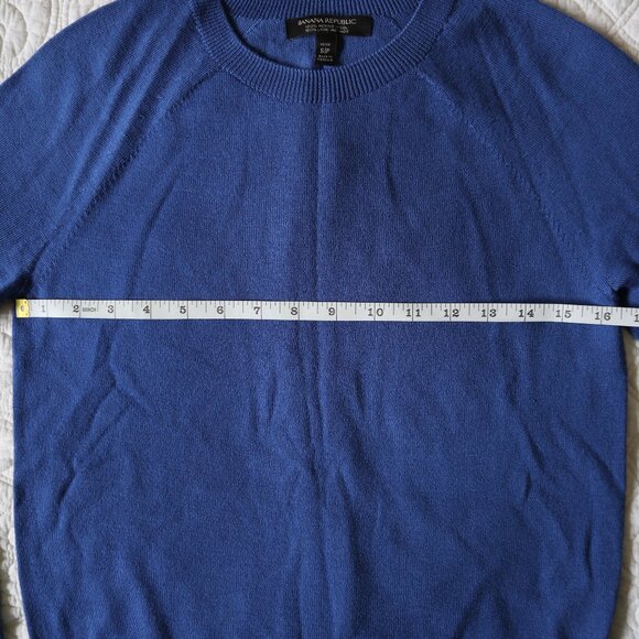 Blue Merino Wool Banana Republic Knit Crew Neck Sweater - Picture 4 of 7